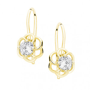 Cercei argint placati cu aur galben floare cu piatra si tortite DiAmanti Z1621JG_W-DIA (Argint 925‰ 1,2 g.)